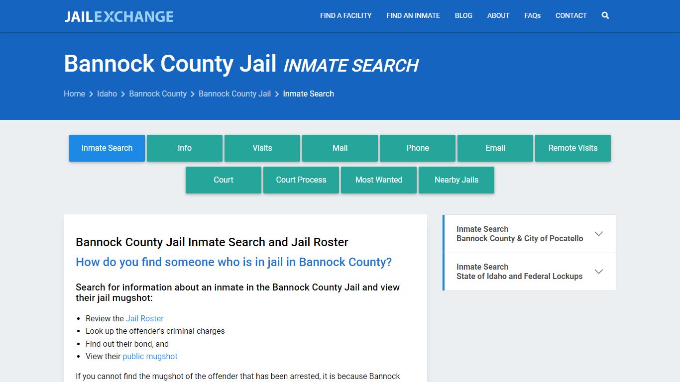Inmate Search: Roster & Mugshots - Bannock County Jail, ID